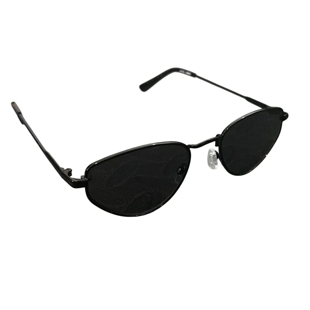 Aerie Sunnies Sunglasses Womens OS Black Metal Slim Cat Eye Matrix Y2K Retro
